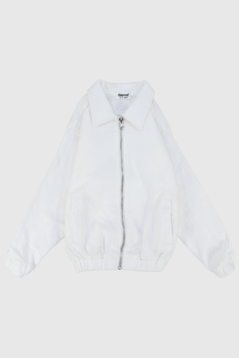 Unisex White Long-Sleeved Gabardine Jacket - Ourkids - Playmore