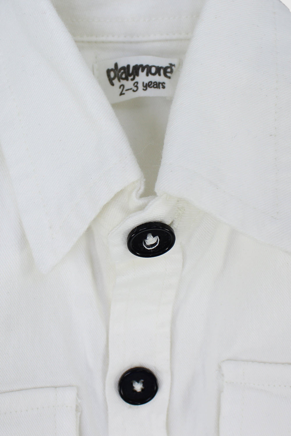 Unisex White Long-Sleeved Overshirt - Ourkids - Playmore