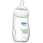 Wee Baby Natural Heat Resistant Angled Glass Baby Bottle 260 ml - Ourkids - Wee Baby