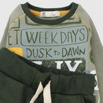 Week Days Long-Sleeved Fleeced Pajama - Ourkids - Sotra