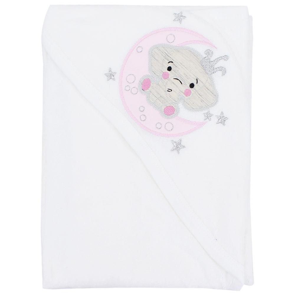 White Baby Hooded Towel (Baby Elephant) - Ourkids - Al Sayad