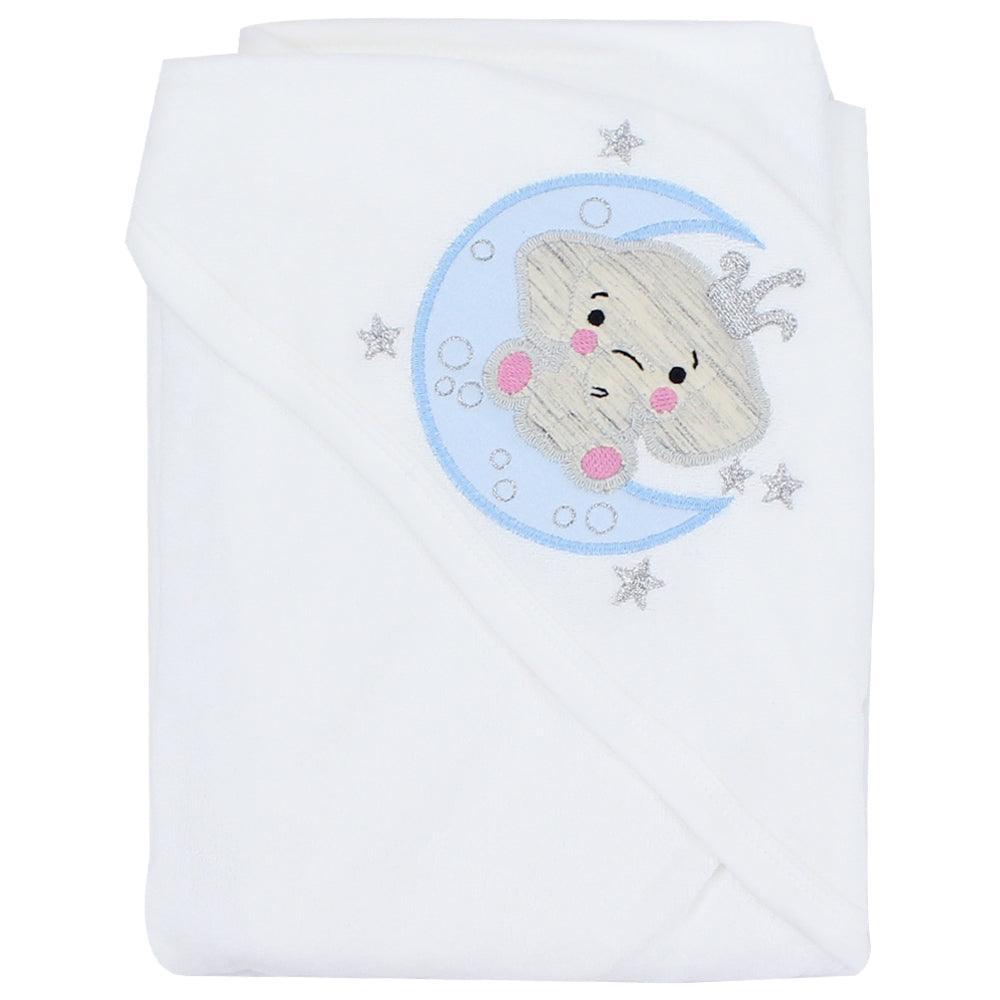 White Baby Hooded Towel (Baby Elephant) - Ourkids - Al Sayad