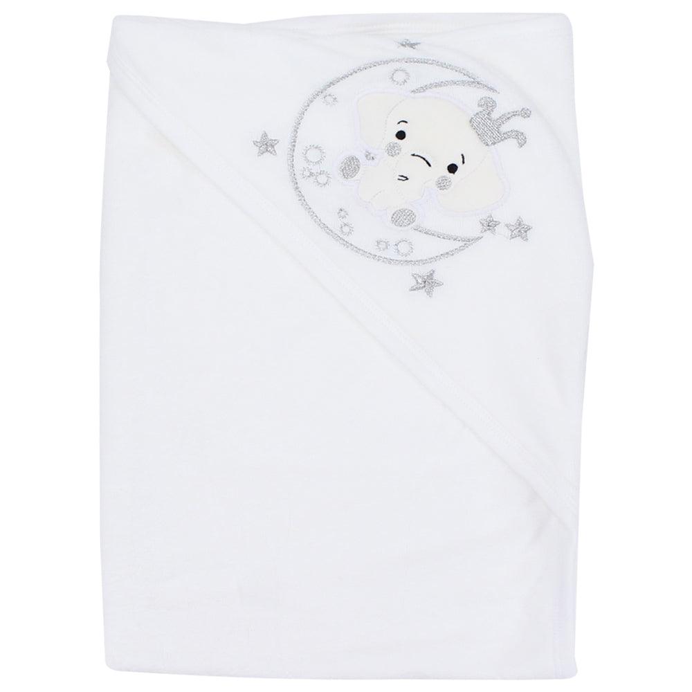 White Baby Hooded Towel (Baby Elephant) - Ourkids - Al Sayad