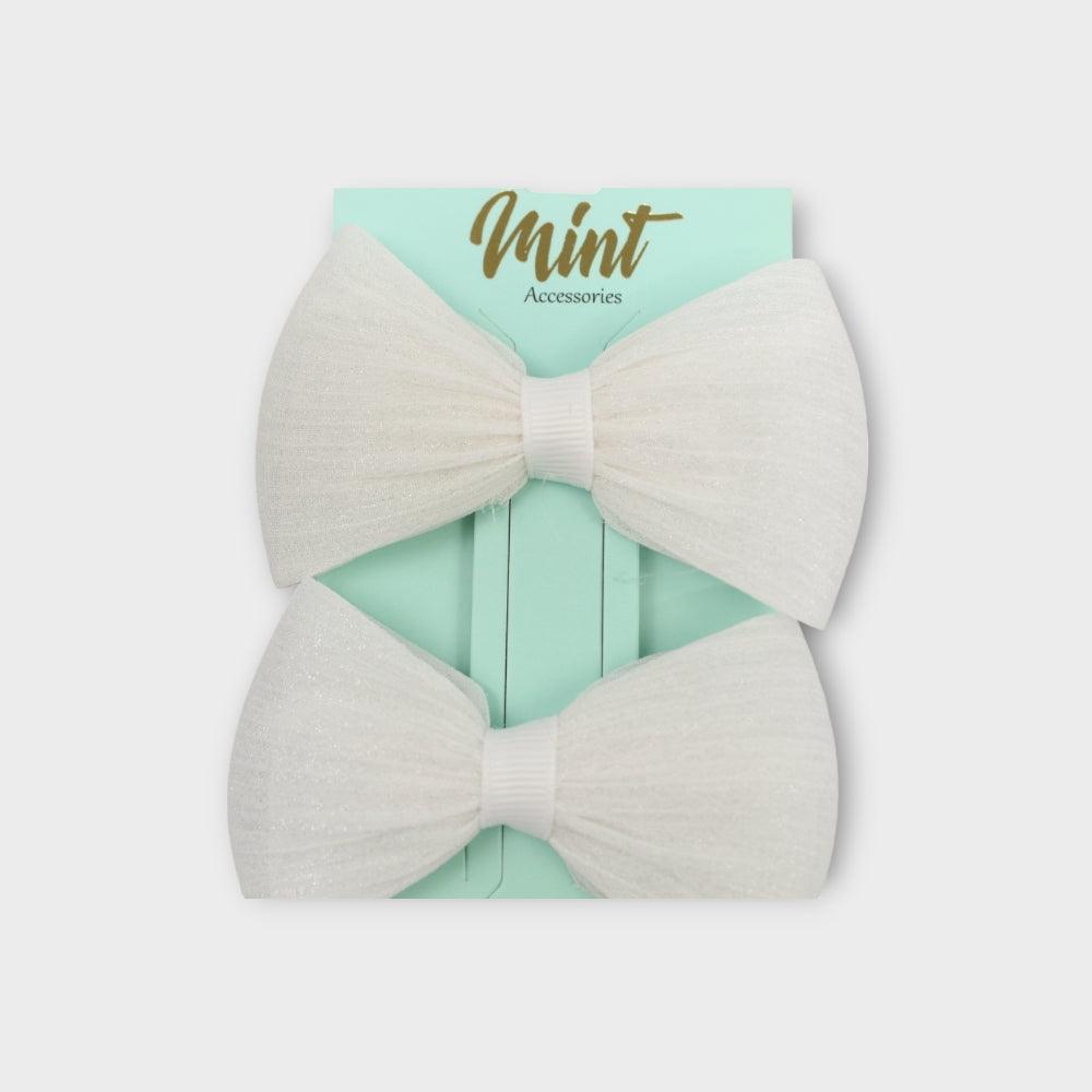 White Bow Hair Pin (Pack Of 2) - Ourkids - MINT