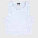 White Cropped Ribbed Tank Top - Ourkids - Playmore