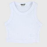 White Cropped Ribbed Tank Top - Ourkids - Playmore