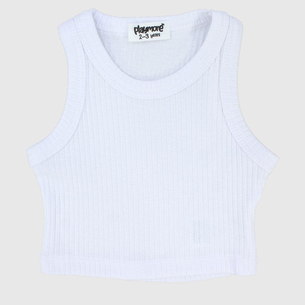 White Cropped Ribbed Tank Top - Ourkids - Playmore