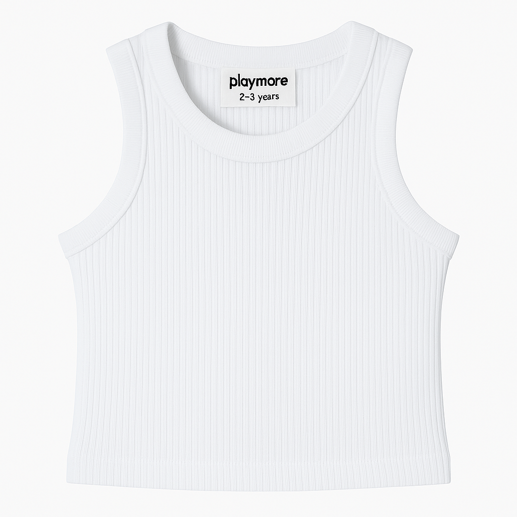 White Cropped Ribbed Tank Top