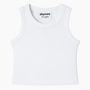 White Cropped Ribbed Tank Top