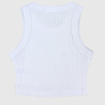 White Cropped Ribbed Tank Top - Ourkids - Playmore