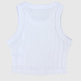 White Cropped Ribbed Tank Top - Ourkids - Playmore