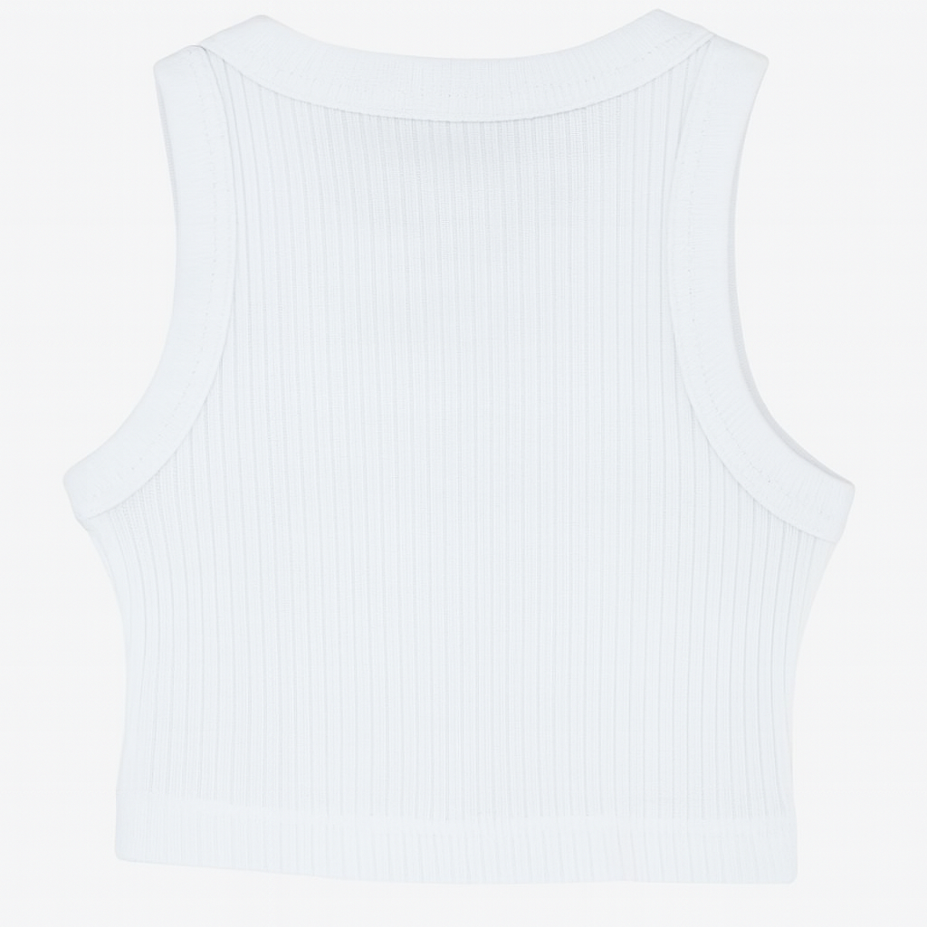 White Cropped Ribbed Tank Top