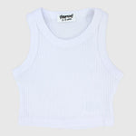 White Cropped Ribbed Tank Top - Ourkids - Playmore