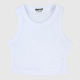 White Cropped Ribbed Tank Top - Ourkids - Playmore