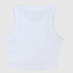 White Cropped Ribbed Tank Top - Ourkids - Playmore