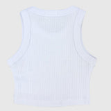 White Cropped Ribbed Tank Top - Ourkids - Playmore