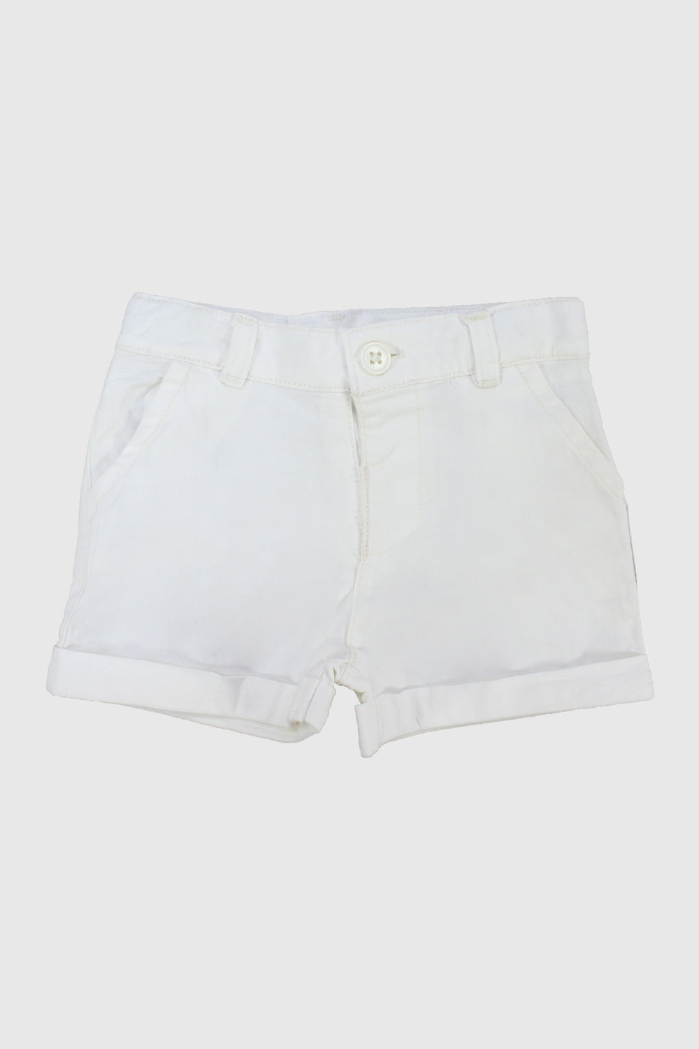 White Gabardine Shorts - Ourkids - Playmore