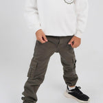 White Long-Sleeved Fleeced Sweatshirt - Ourkids - Playmore