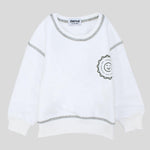 White Long-Sleeved Fleeced Sweatshirt - Ourkids - Playmore