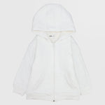 White Long-Sleeved Fleeced Zip-Up Hoodie - Ourkids - Ourkids