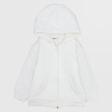 White Long-Sleeved Fleeced Zip-Up Hoodie - Ourkids - Ourkids