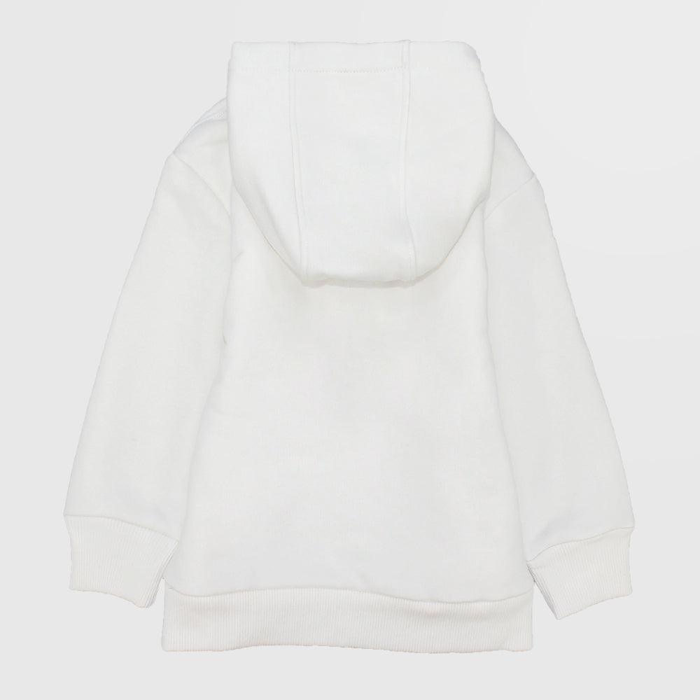 White Long-Sleeved Fleeced Zip-Up Hoodie - Ourkids - Ourkids