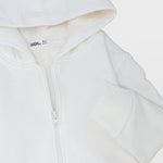 White Long-Sleeved Fleeced Zip-Up Hoodie - Ourkids - Ourkids