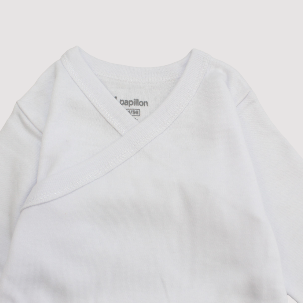 White Long-Sleeved Wrap Over Bodysuit - Ourkids - Papillion