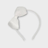 White Plastic Hair Band With A White Bow - Ourkids - TWK