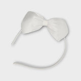 White Plastic Hair Band With A White Bow - Ourkids - TWK