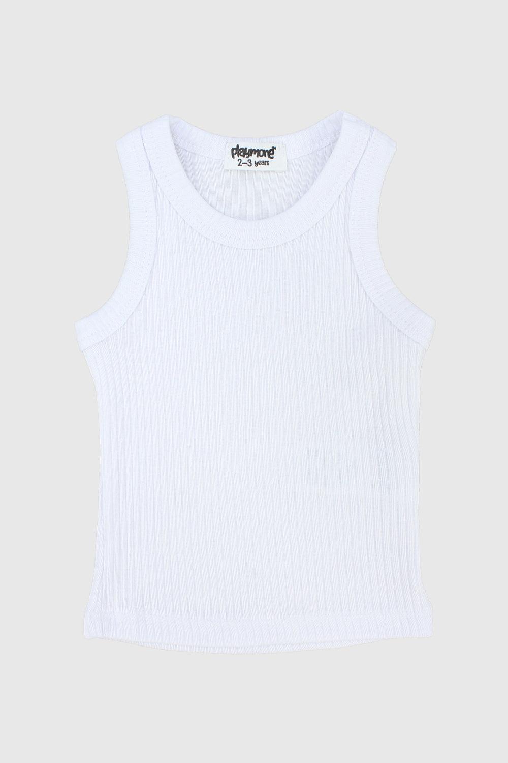 White Ribbed Tank Top - Ourkids - Playmore