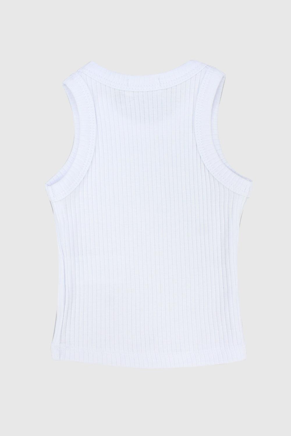 White Ribbed Tank Top - Ourkids - Playmore