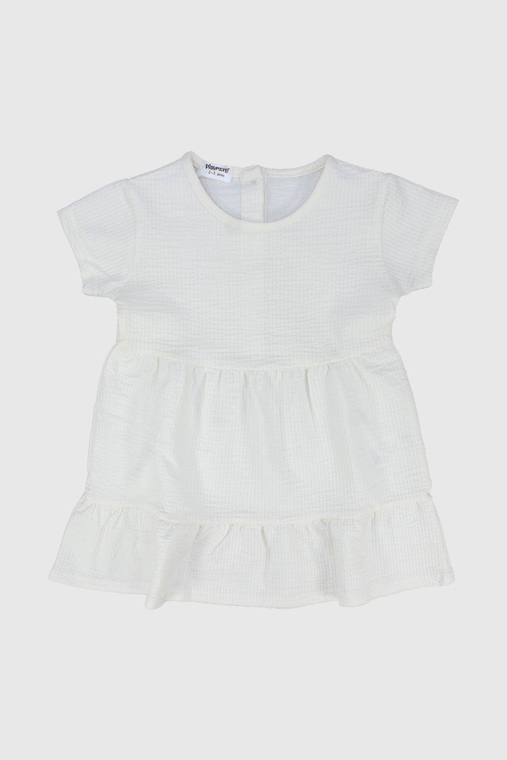 White Short-Sleeved Dress - Ourkids - Playmore