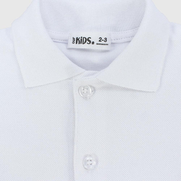 White Short-Sleeved Polo Shirt - Ourkids - Ourkids