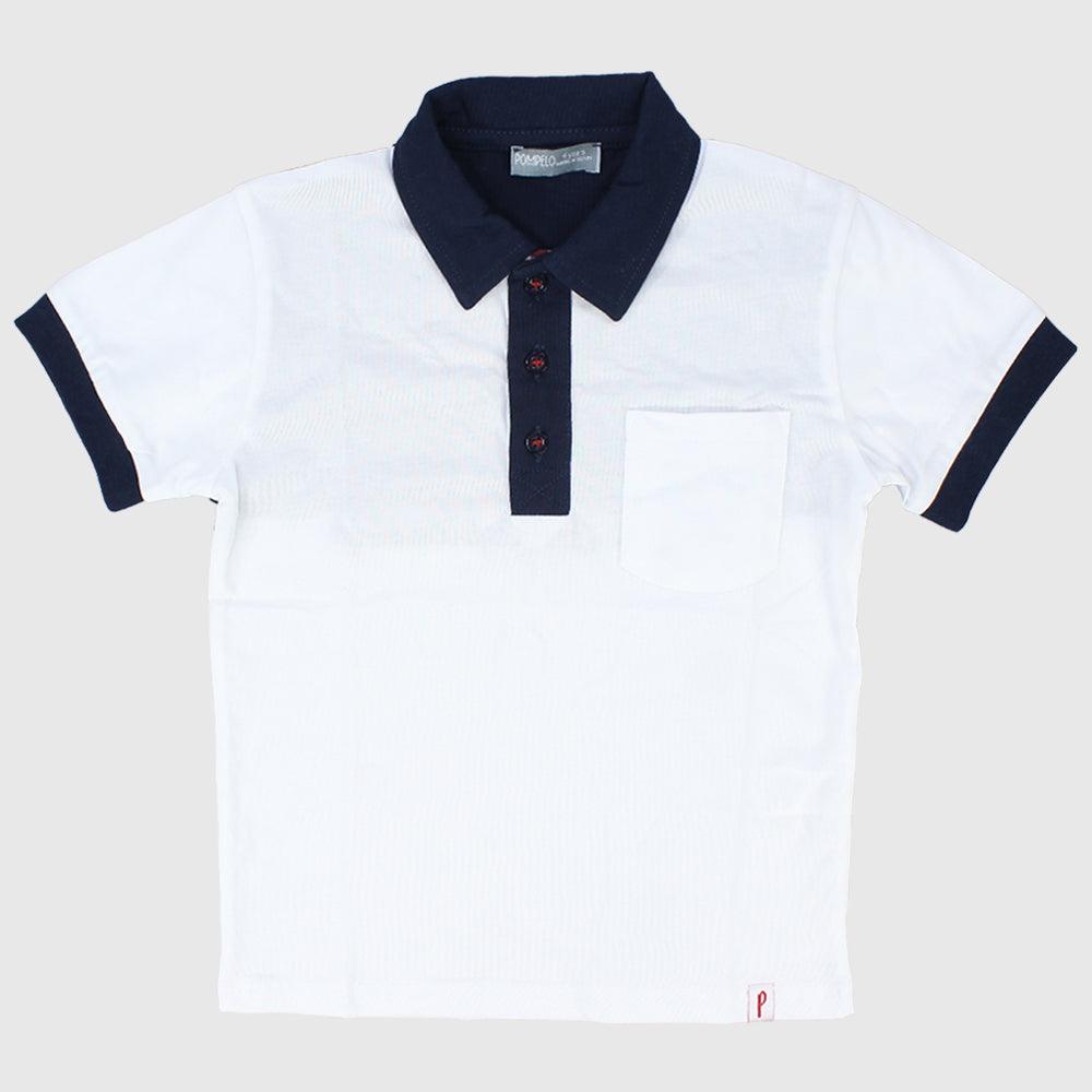 White Short-Sleeved Polo Shirt - Ourkids - Pompelo