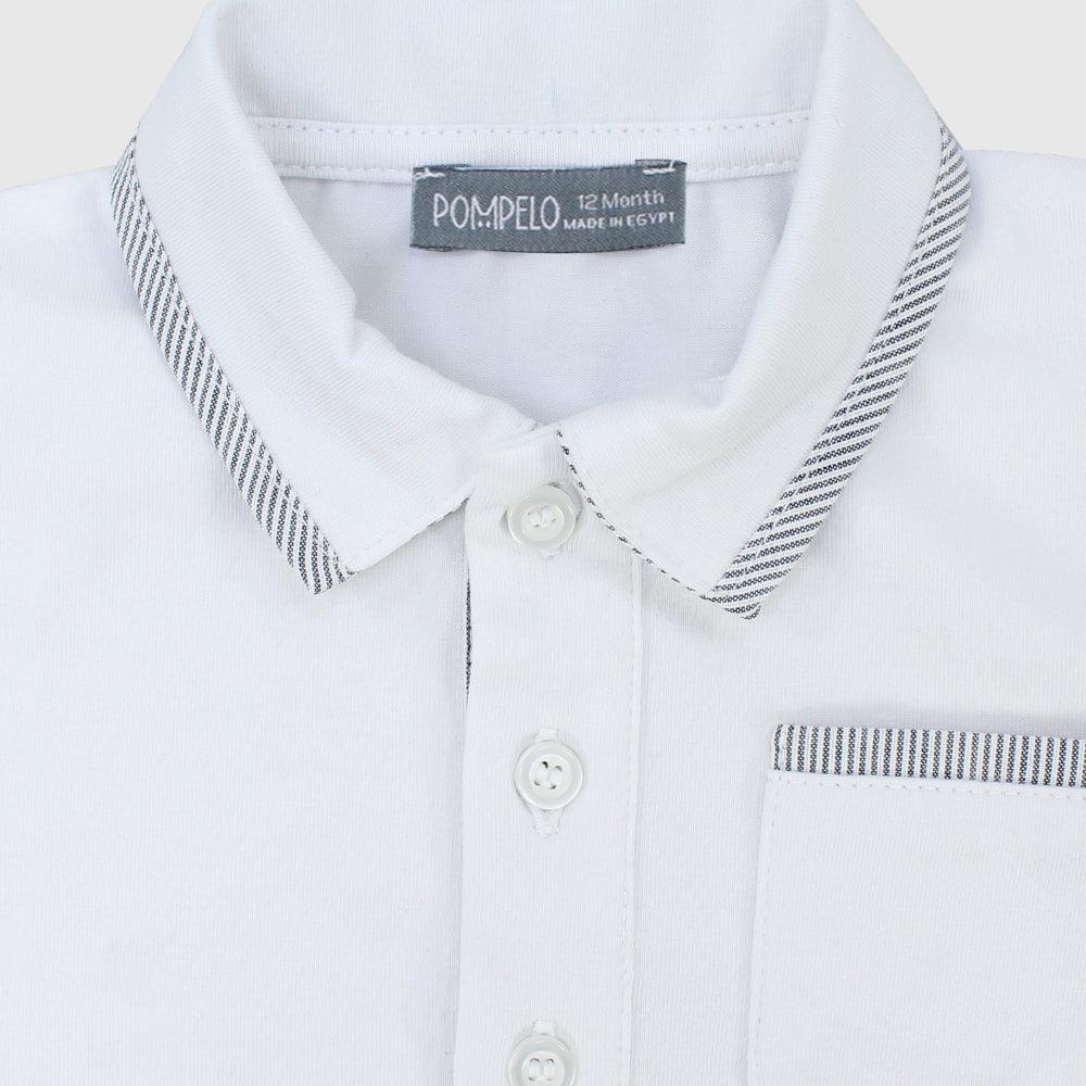 White Short-Sleeved Polo Shirt - Ourkids - Pompelo