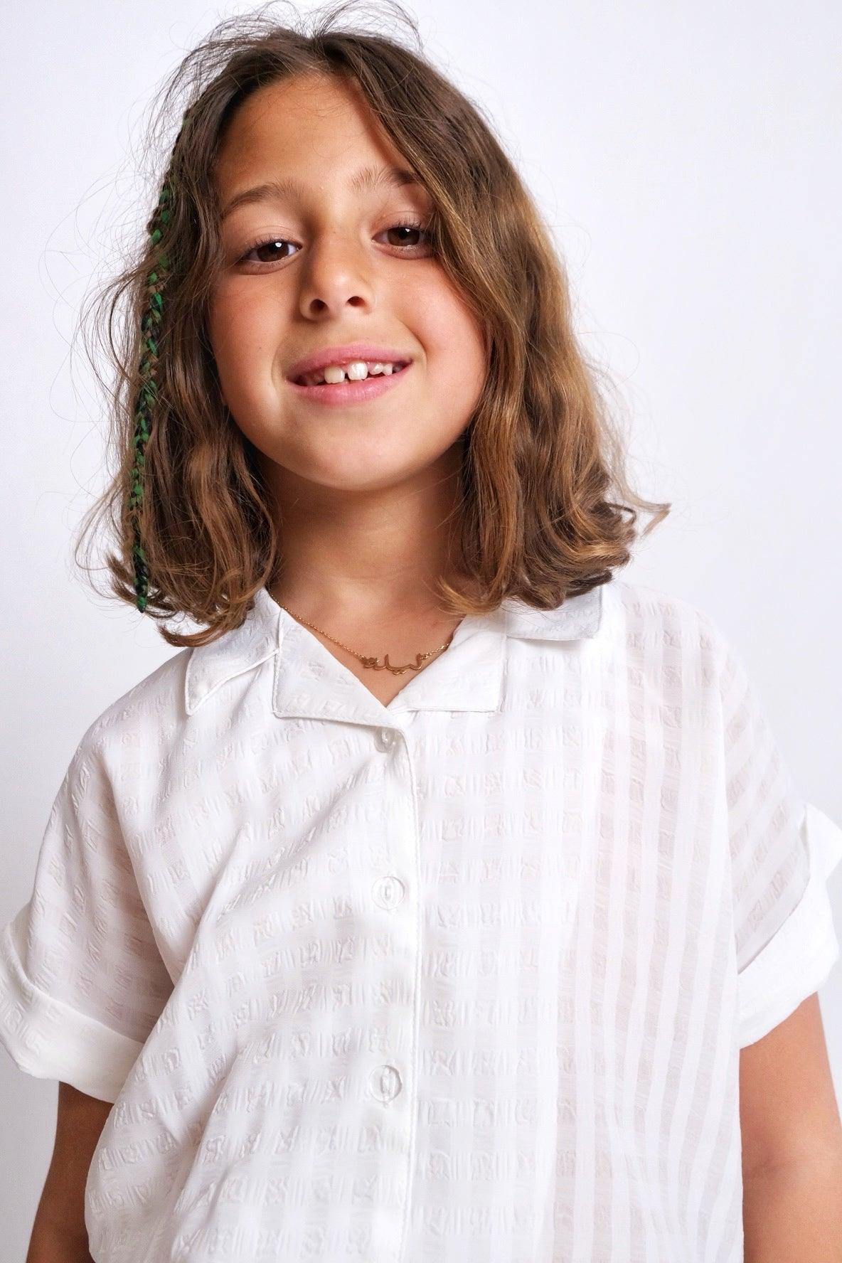 White Short-Sleeved Shirt - Ourkids - Playmore