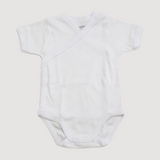 White Short-Sleeved Wrap Over Bodysuit - Ourkids - Papillion