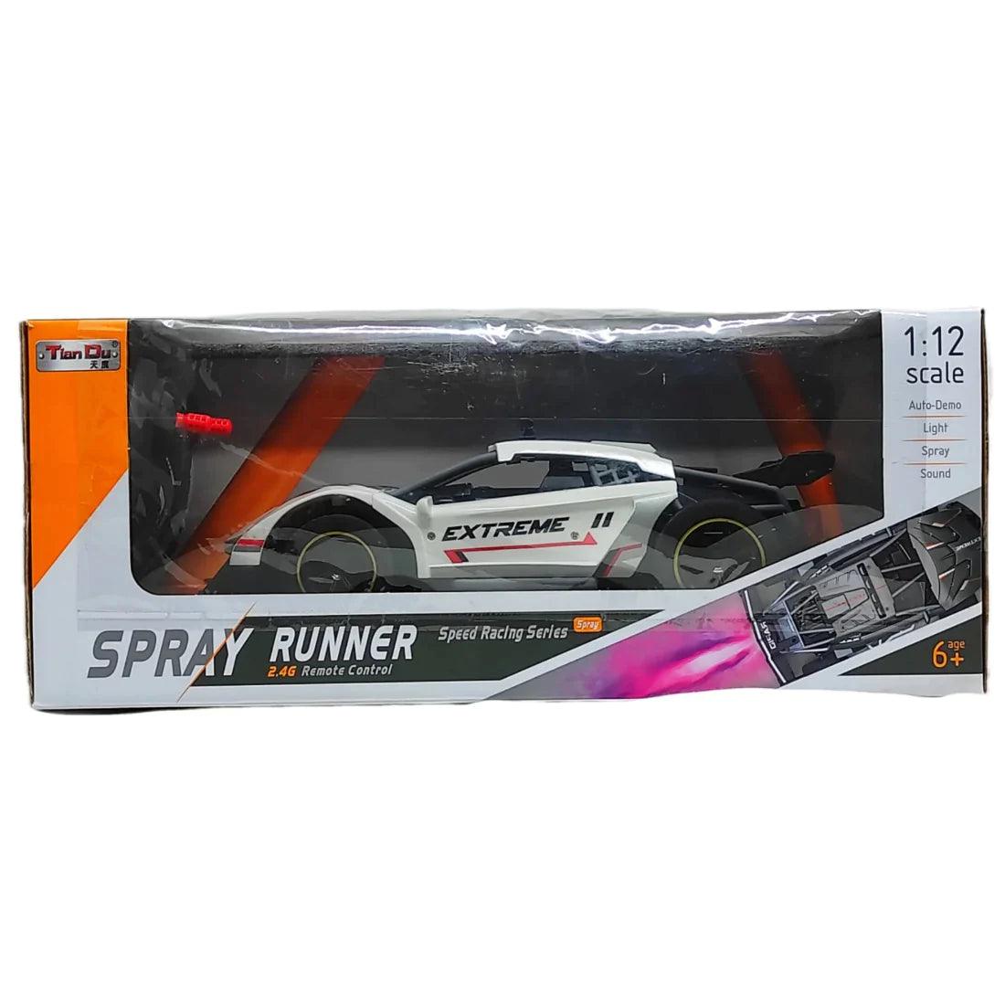 White-Silver RC Car, Spray Runner, Rechargeable Battery Car, Auto Demo, High Speed, Remote Control Car 1:12 Scale RC Fun Drift, for 6+ Kids to Adults - Ourkids - OKO