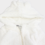 White Teddy Fleeced Hooded Onesie - Ourkids - Ourkids