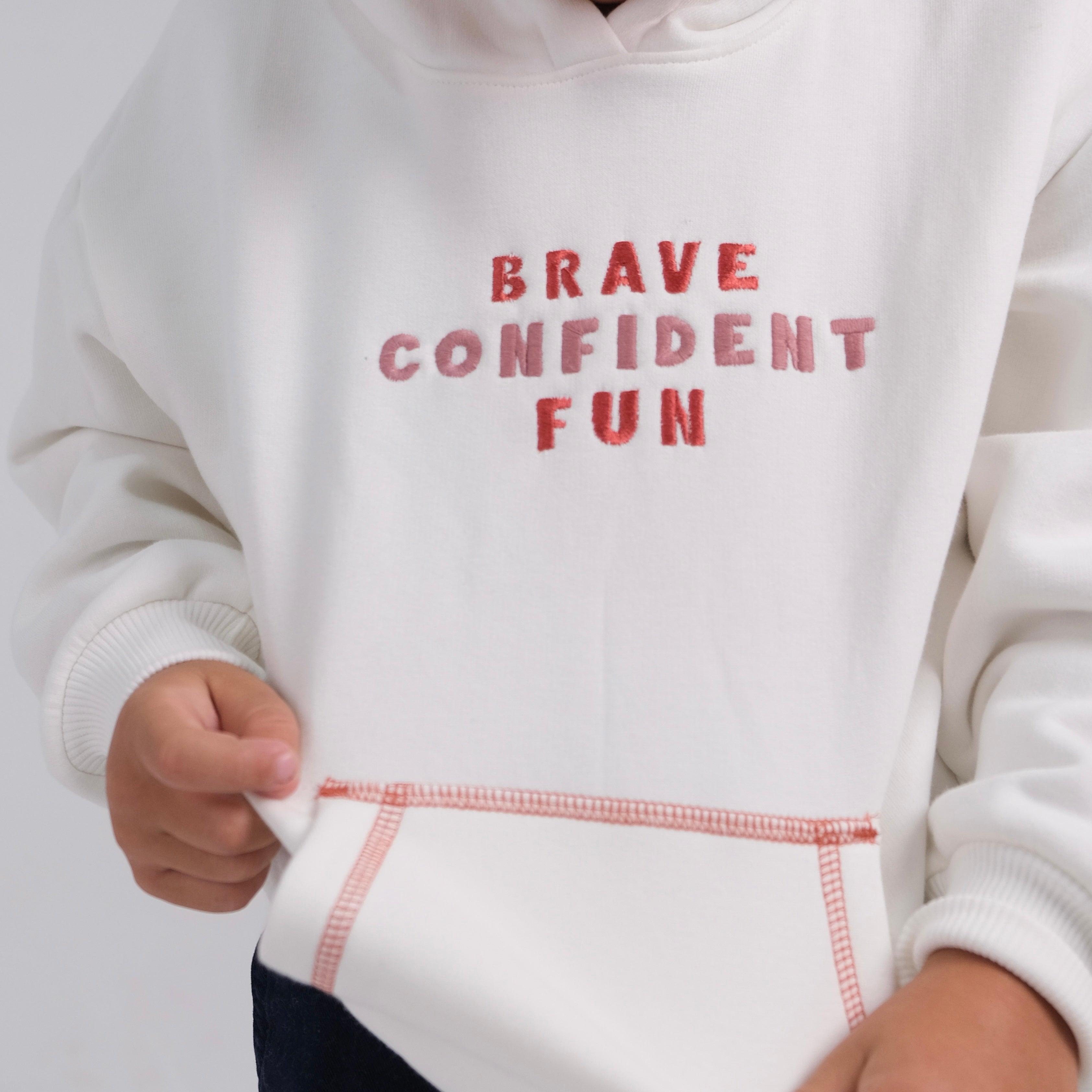 White Unisex Long-Sleeved Fleeced Hoodie - Ourkids - Playmore