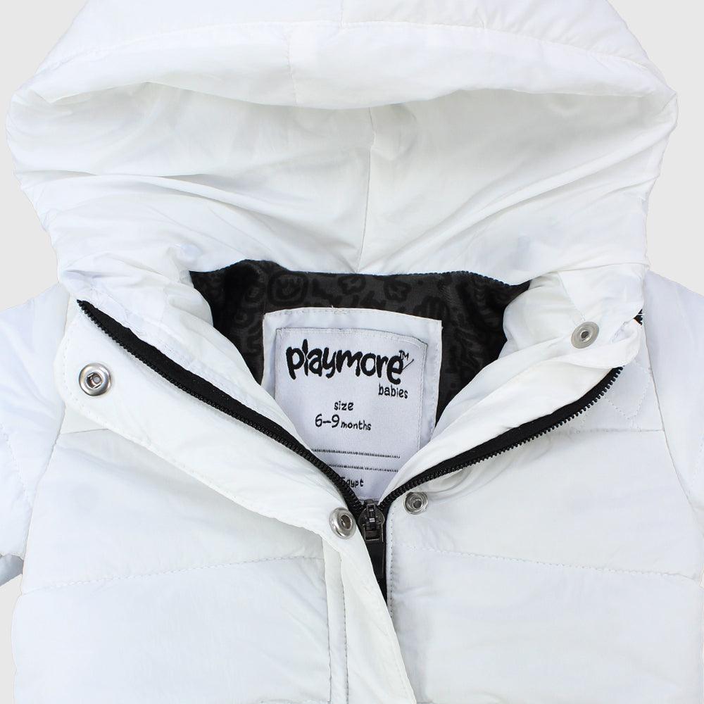 White Unisex Long-Sleeved Waterproof Hooded Jacket - Ourkids - Playmore