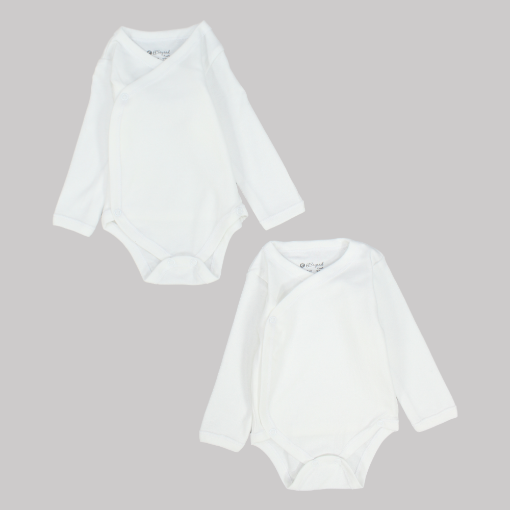 White Wrap Over Bodysuit (Pack Of 2) - Ourkids - Al Sayad