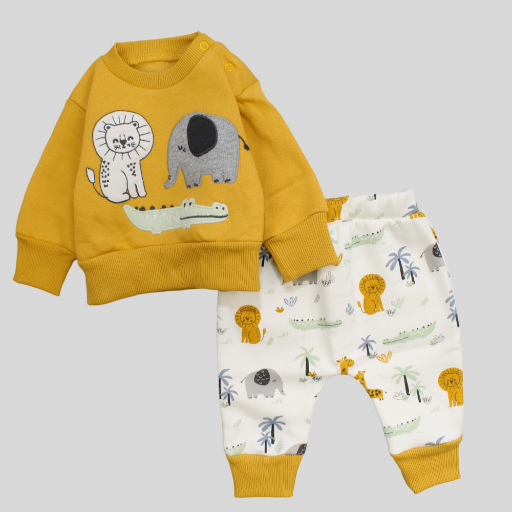 Wild Animals Long-Sleeved Fleeced Pajama - Ourkids - Al Sayad