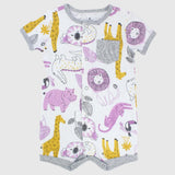 Wild Animals Short-Sleeved Romper - Ourkids - Mini Me