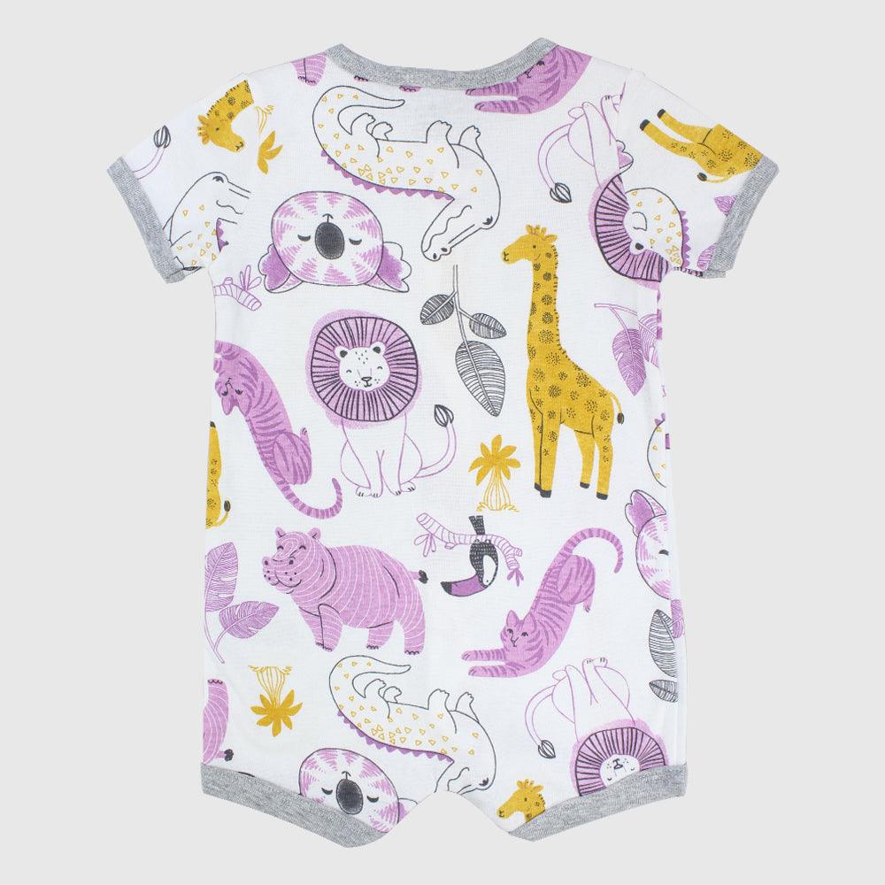 Wild Animals Short-Sleeved Romper - Ourkids - Mini Me