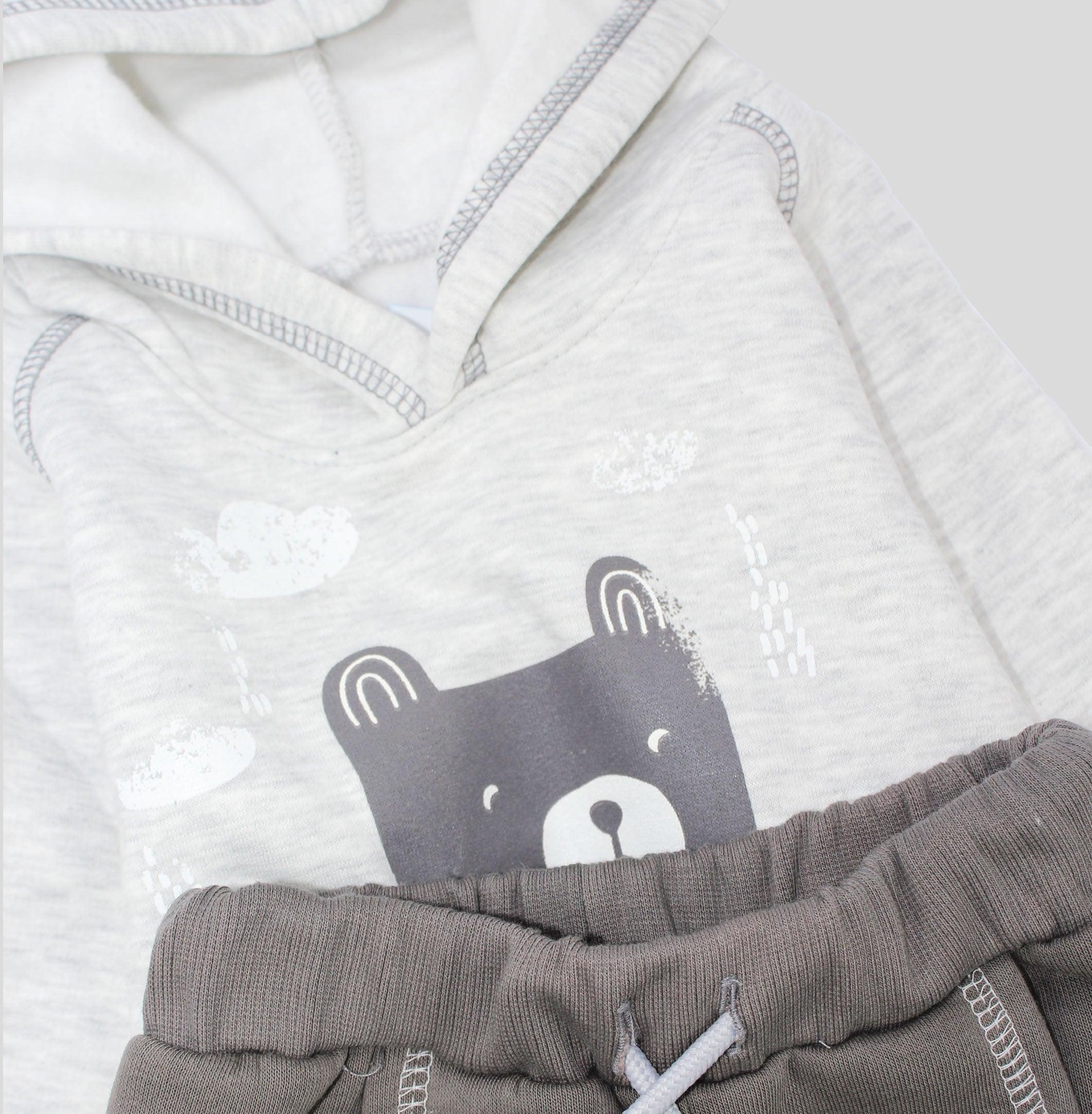 Wild Bear Long-Sleeved Fleeced Hooded Pajama - Ourkids - JOKY