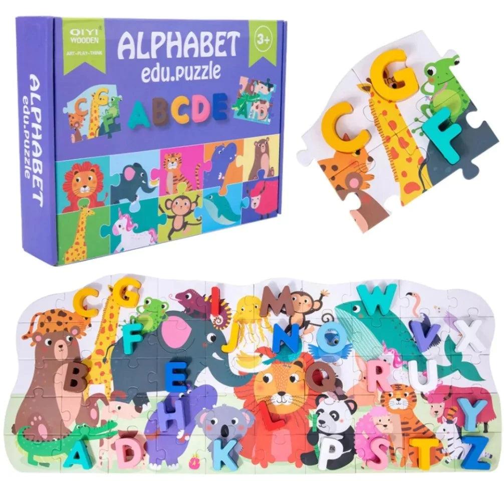 Wooden 3D Alphabet Animal Puzzle - Ourkids - OKO