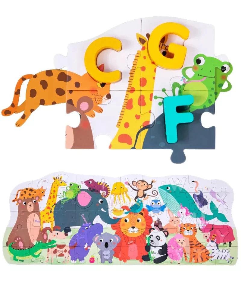 Wooden 3D Alphabet Animal Puzzle - Ourkids - OKO