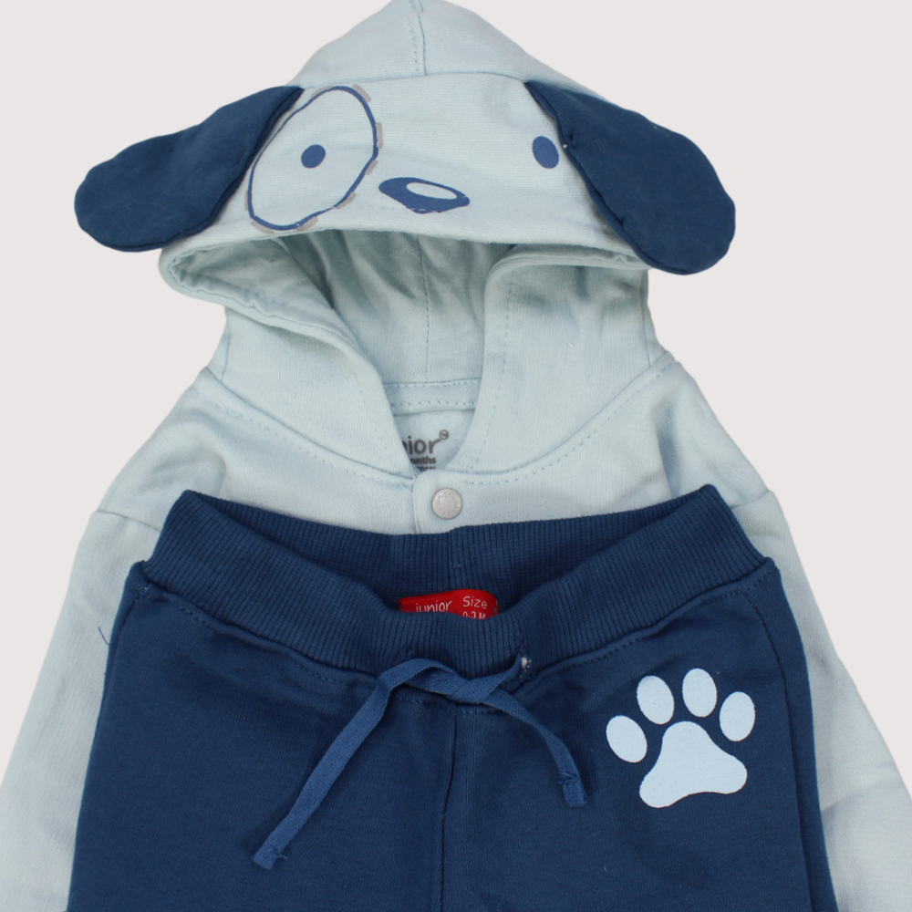 Woofy Puppy Long-Sleeved Fleeced Hooded Pajama - Ourkids - Junior